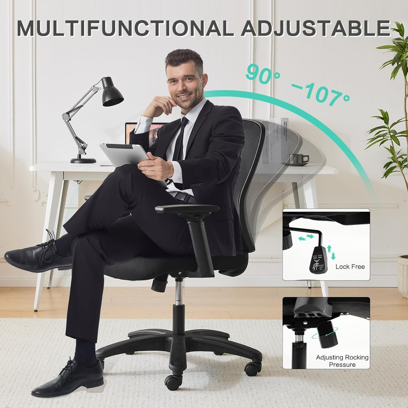 Big & Tall Ergonomic Office Chair 500LBS, Adjustable Lumbar Support, Mesh Seat gallery
