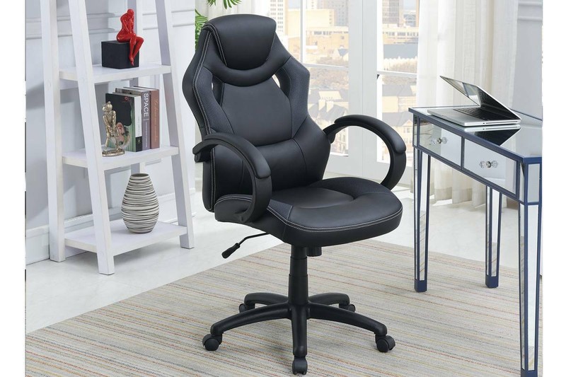 Gaming Chair Design Black/White/Red Faux Leather Office Chair w/ Armrest 1F1688