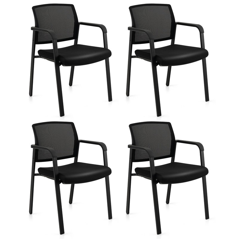 Conference Chairs Set of 4 Stackable Office Guest Mesh Chairs for Waiting Room