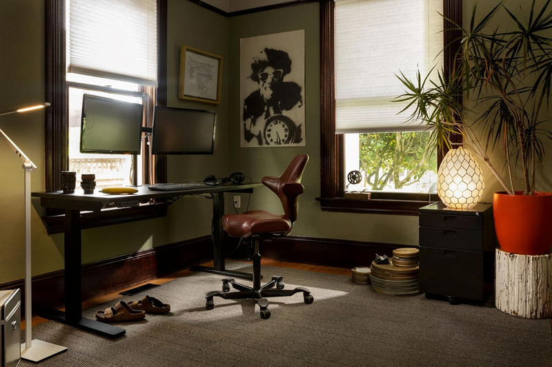 Capisco Adjustable Sit-Stand Desk Chair - Black Frame & Leather Seat gallery