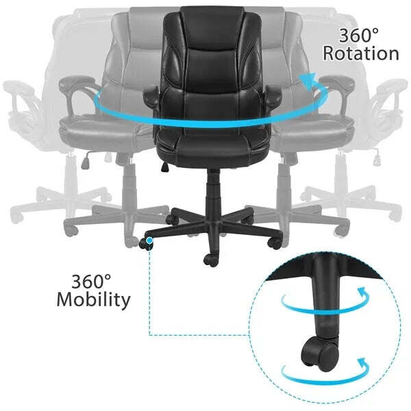 Advantage Extended Mid-back Black Leather Executive Office Chairs (KB-9602B) gallery