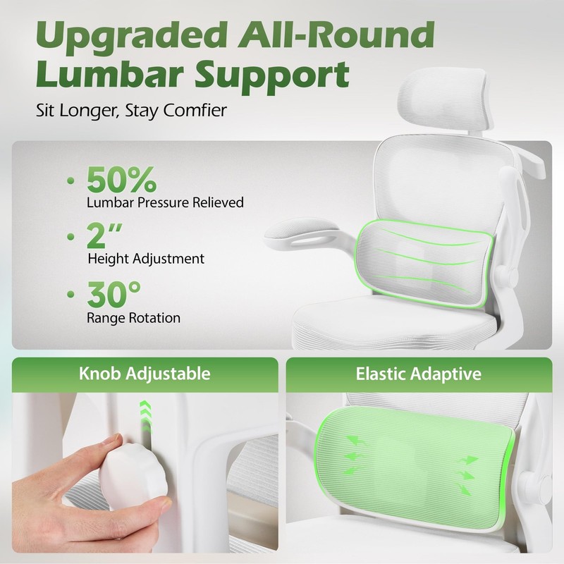 Office Chair Ergonomic Desk Chairs with Adjustable Lumbar Support& Headrest H... gallery