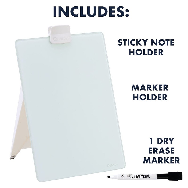 Dry Erase White Board 9"W x 11"H Desktop Glass Pad with Removable Clip and Ma... gallery