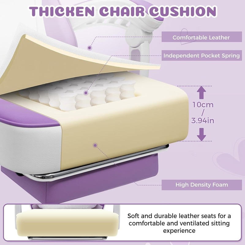 Gaming Chair with Cat Ears and Cloud Massage Lumbar Ergonomic Cute Computer Chai gallery