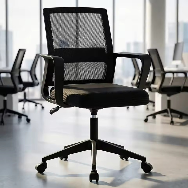 Office Chair Mid-Back Upholstery Mesh Height-Adjustable Armrests Executive