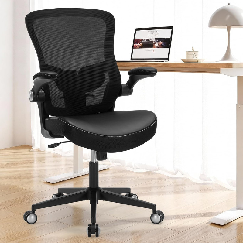 Ergonomic PU Leather Office Chair, 400Lbs Weight Capacity, Breathable Mesh Back, gallery