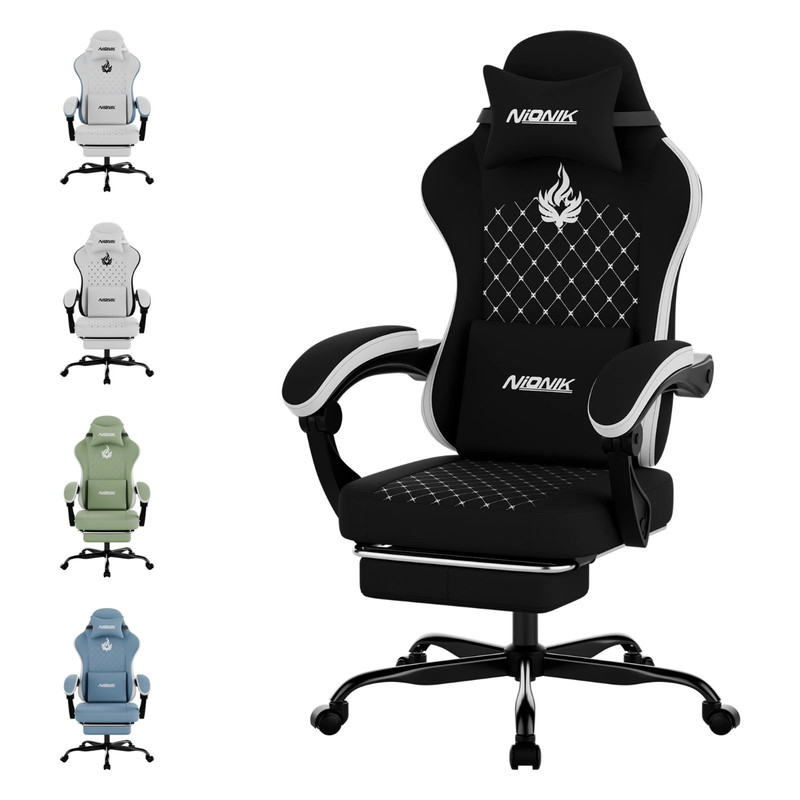 Gaming Chair with Massage Ergonomic PC Gaming Chair Computer Chair with Footrest gallery