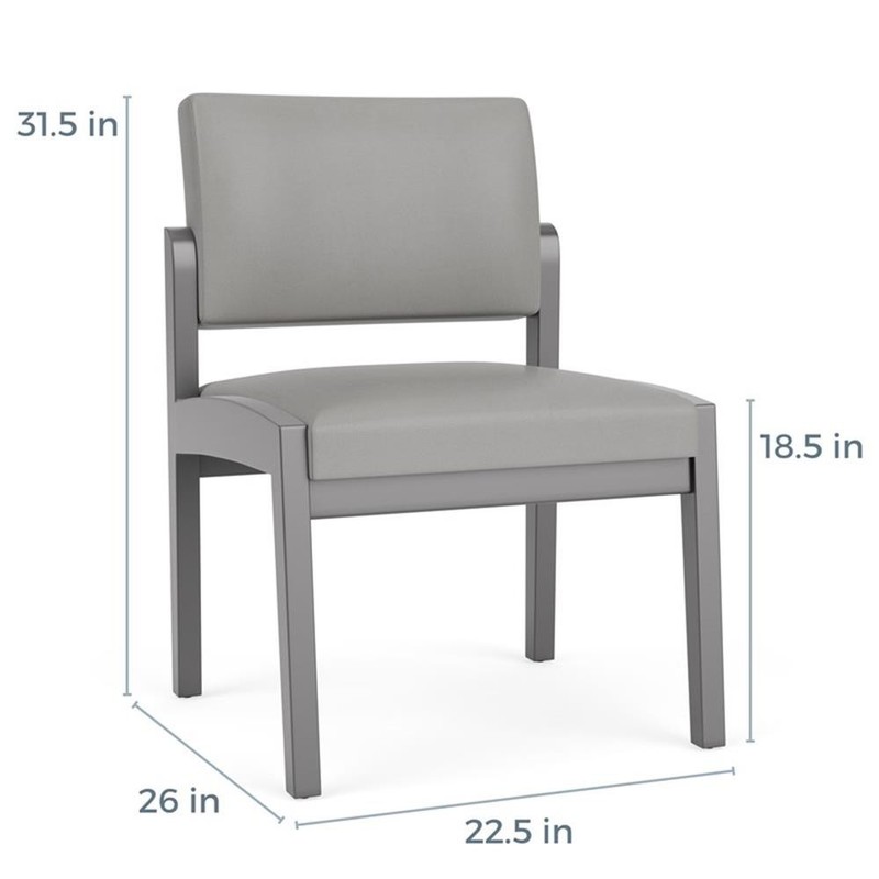 Pemberly Row Reception Waiting Armless Guest Chair / Walnut Wood / Light Gray gallery