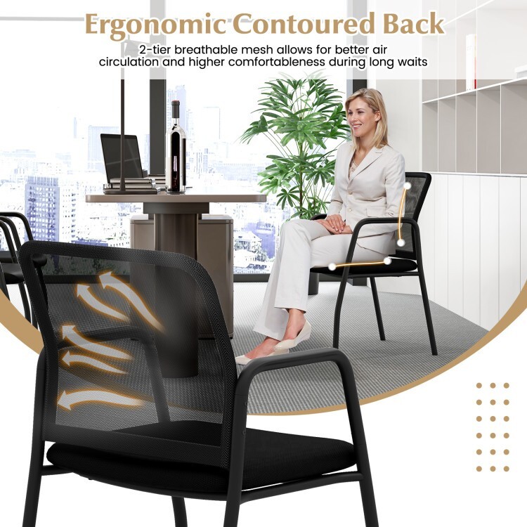 Set of2 Office Desk Chair Guest Waiting Room Reception w/Ergonomic Mesh Backrest gallery