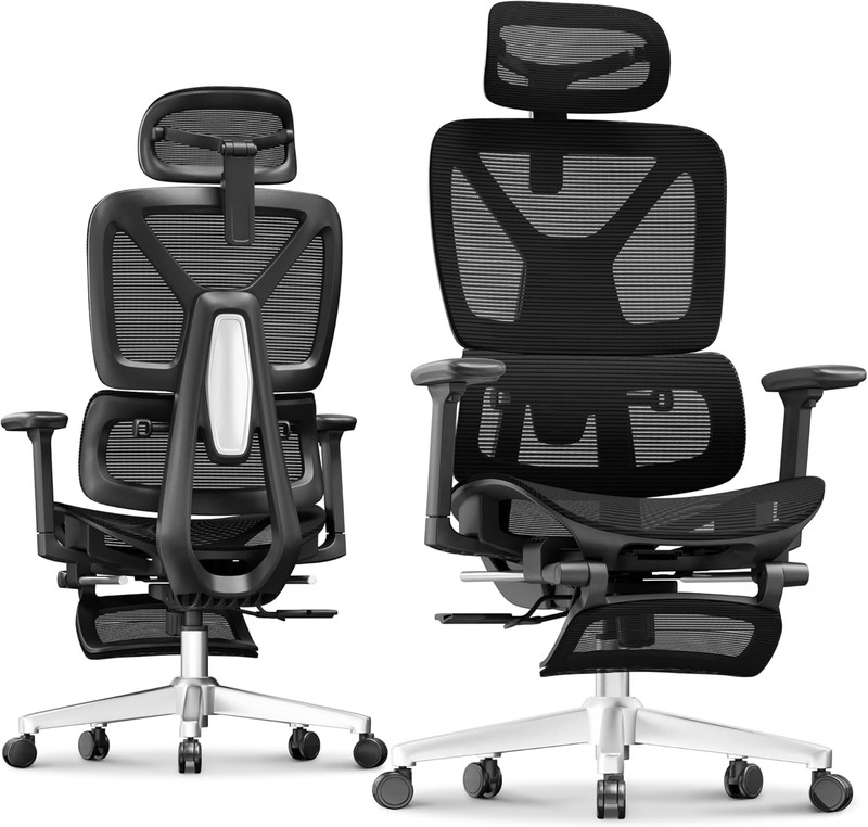 Ergox Premium Ergonomic Office Chair with Footrest - Adjustable 3D Armrests, Dyn