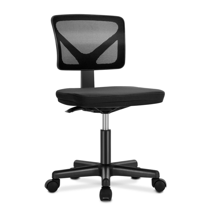 Armless Office Chairs with Wheels, Ergonomic Adjustable Home Desk Swivel Roll…