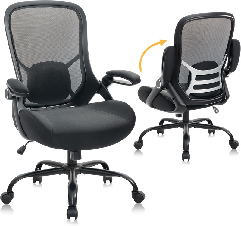 Big and Tall 400Lbs Heavy Duty Office Chair, 5″ Thickened Seat Ergonomic Desk Ch