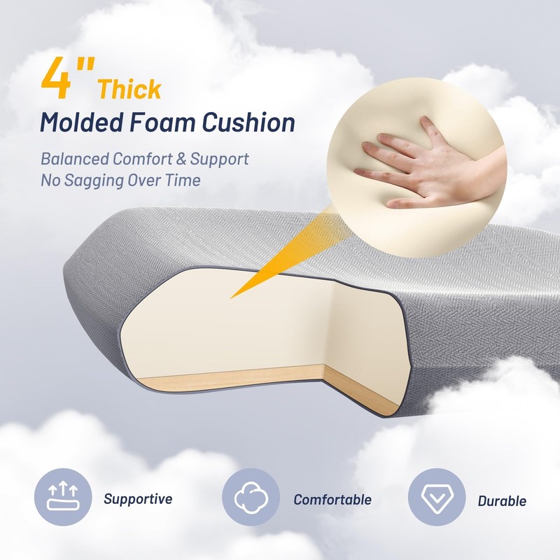 Office Chair for Long Hours & Lower Back Pain Relief – 4" Thick Molded Foam C... gallery