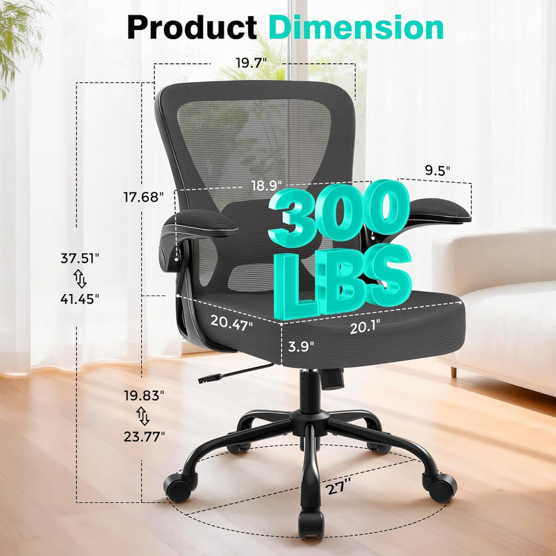 Office Chair - Ergonomic Breathable Mesh Desk Chair with Adjustable Lumbar Suppo gallery