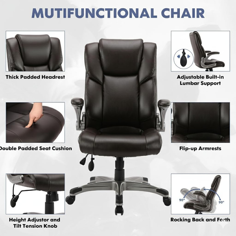 Ergonomic High Back Executive Office Chair with Adjustable Airbag Lumbar Support gallery