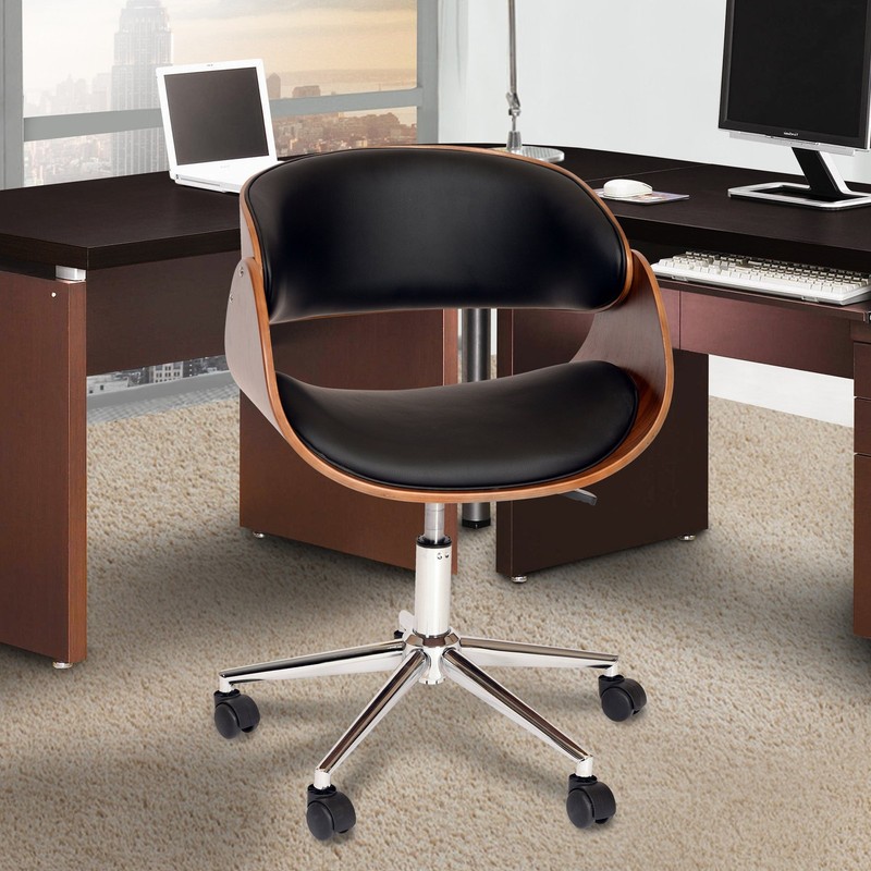 Armen Living Julian Modern Faux Leather Office Chair in Black gallery