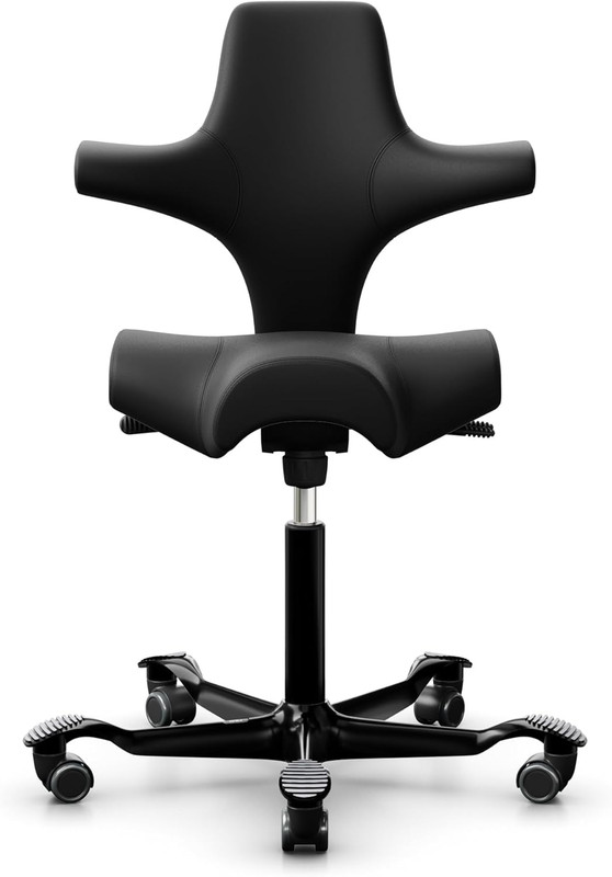 Capisco Adjustable Sit-Stand Desk Chair - Black Frame & Leather Seat