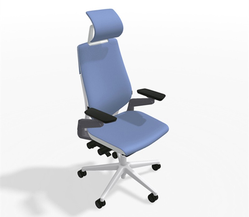 Steelcase Gesture Headrest Chair Platinum Light/Light True Blue Elmosoft Leather