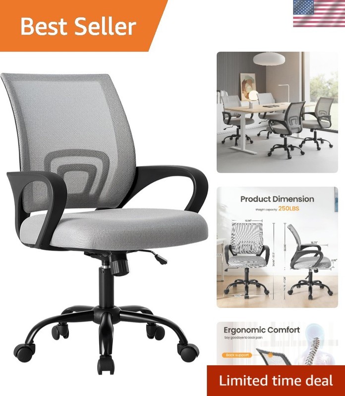 Comfortable Ergonomic Chair with Mesh Back, 360° Swivel & Rocking for Office Use