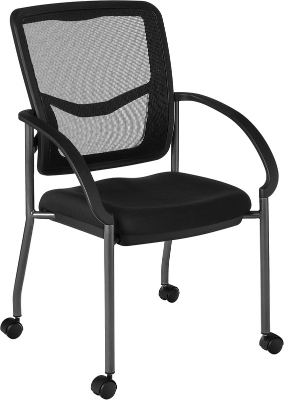 ProGrid Stackable Visitor Chair with Lumbar Support and Rolling Casters