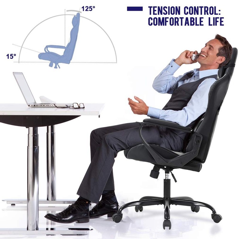 High-Back Gaming Chair PC Office Chair Computer Racing Chair PU Desk Task Cha... gallery