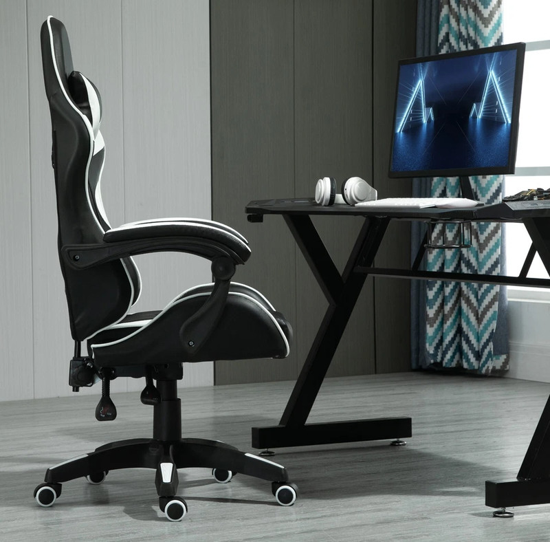 Swivel Gaming Chair Faux Leather Home Office Chair Sports Desk Tilt Chair A gallery