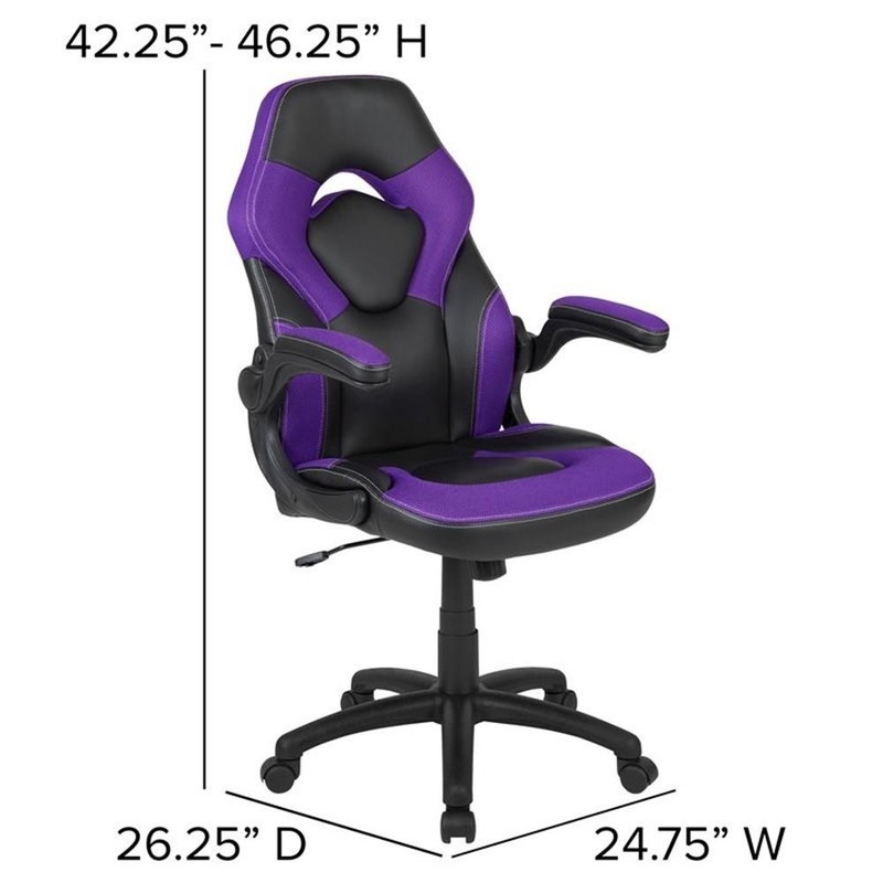 Flash Furniture X10 Plastic Gaming Chair with Flip-Up Arms in Purple/Black gallery