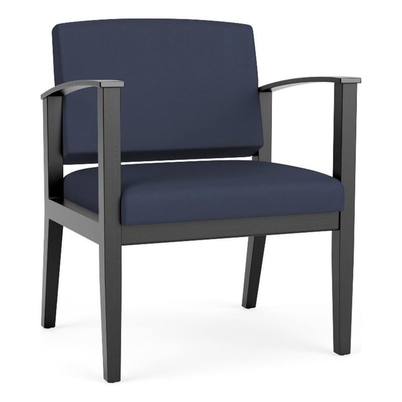 Pemberly Row Reception Waiting Oversize Guest Chair – Black Wood / Blue