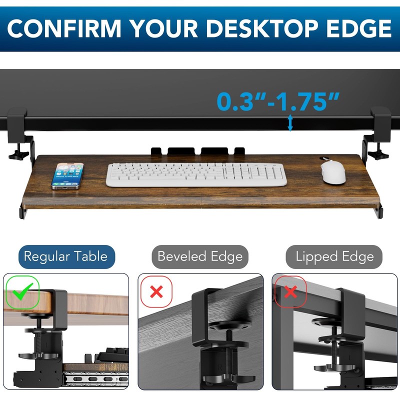 Keyboard Tray Under Desk Pull Out with Extra Sturdy C Clamp Mount System, 32.... gallery