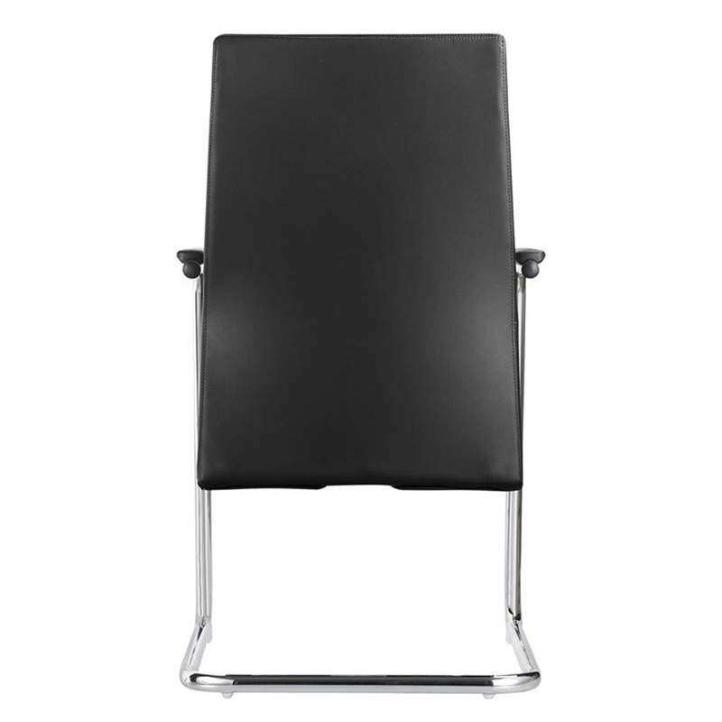 LeisureMod Aleen Leather & Metal Office Chair with Fixed Armrest in Black/Silver gallery