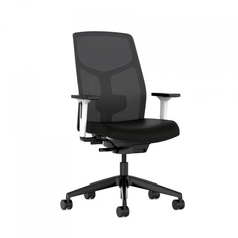 Chelsea Task, Black Mesh & Base, White Frame, Ergonomic, 3D Arms, Up to 300lb