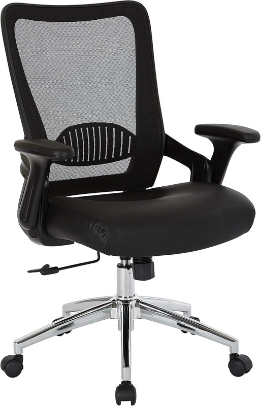 Ergonomic Office Star EMH Desk Chair with Lumbar Support & Padded Arms, Black