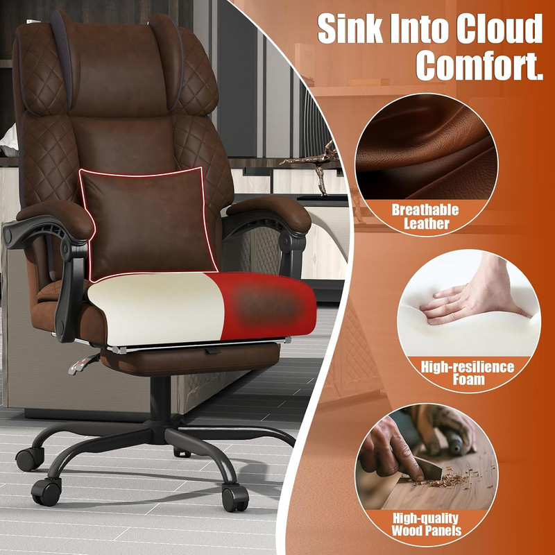 Ergonomic High Back Office Chair with Footrest & Neck Support - 400Lbs Capacity gallery