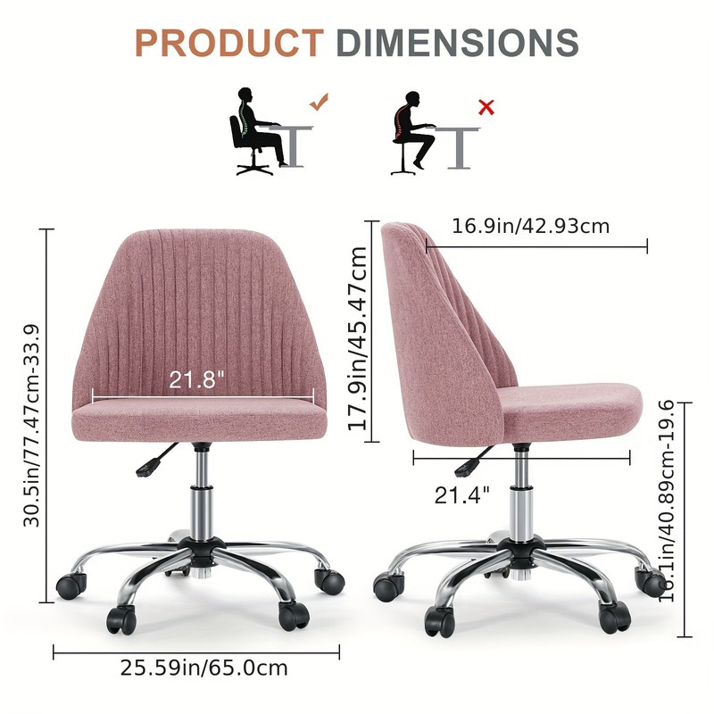Comfy Makeup Vanity Chair,Height Adjustable Swivel Dressing Chair with Mid Back gallery