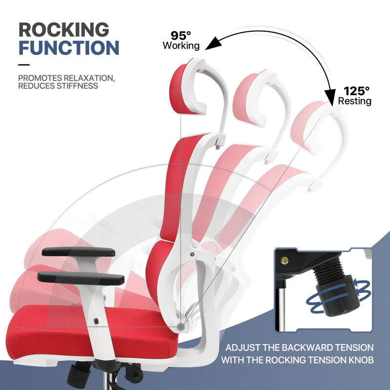 Red Mesh High Back Office Desk Computer Chair Home Adjustable Headrest Task Seat gallery