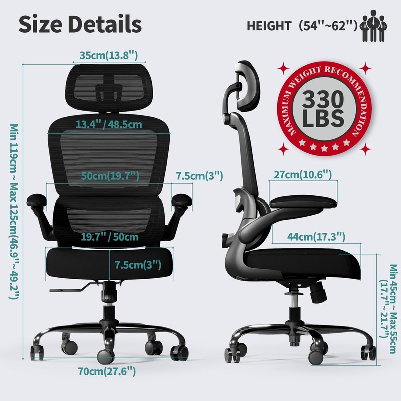 Office Chair Ergonomic Desk Chair, 330 LBS Home Mesh Office Desk Chairs with ... gallery