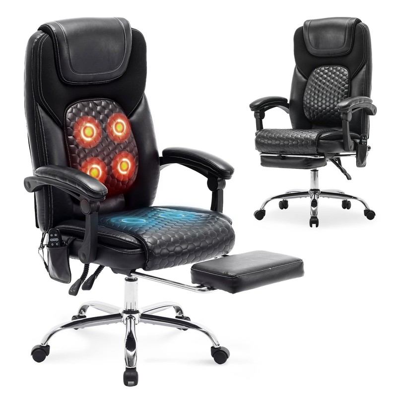 Massage Office Chair with 3-Level Heat and Footrest – 20-Min Easy Assembly, 3... gallery