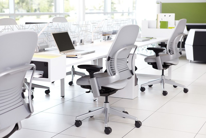 New Steelcase Adjustable Leap Desk Chair - Black Leather Seat - Black frame gallery