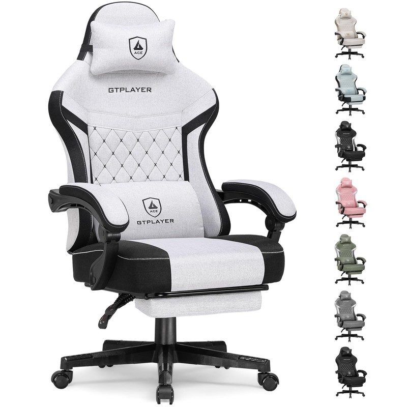 Gaming Chair, Fabric Computer Office Chair with Pocket Spring Cushion, Ergono...