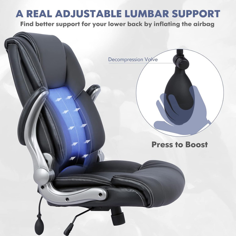High Back Executive Office Chair - Padded Leather Ergonomic Computer Desk Chair gallery