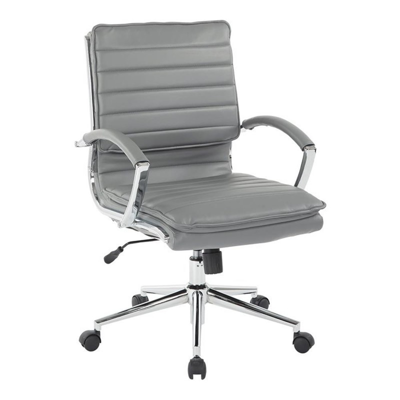 Mid Back Manager’s Faux Leather Chair in Charcoal with Chrome Base