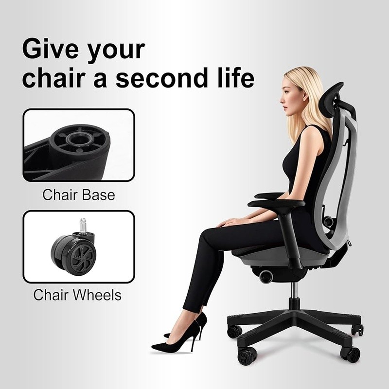 Gaming Chair Base Set W/ 5 Casters Replacement Durable Nylon Chair Wheels New gallery