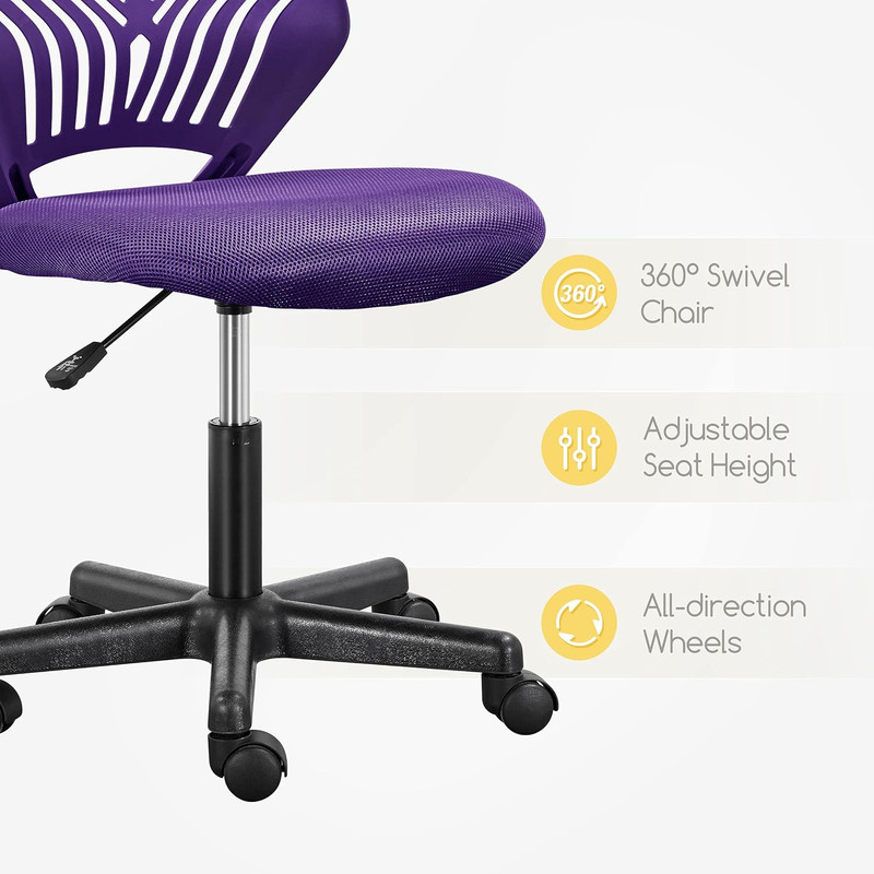 Students Cute Desk Chair Low-Back Armless Study Chair W/Lumbar Support Adjustabl gallery