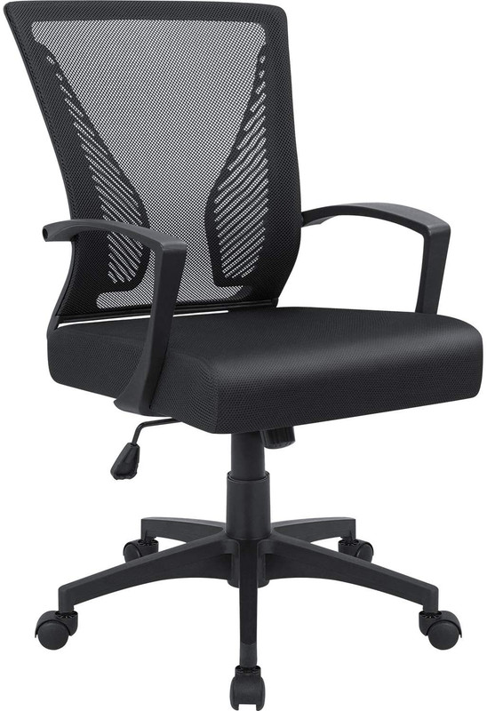 Office Chair Ergonomic Computer Desk Mesh Chair Mid Back Swivel Lumbar S