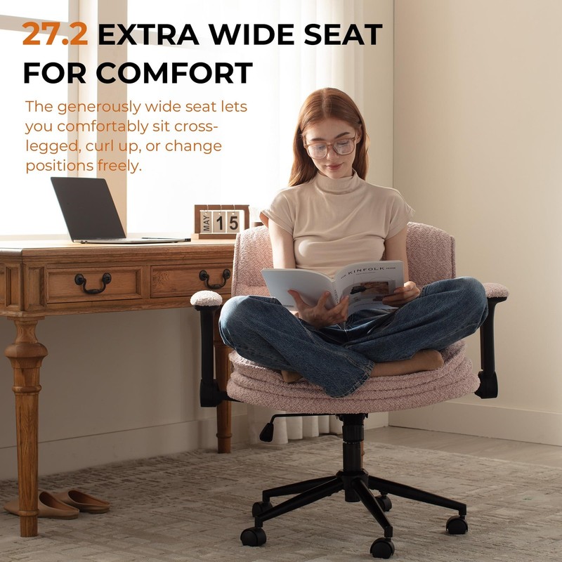 Criss Cross Chair with Adjustable Flip-up Arms and Wheels, Comfort Ergonomic ... gallery