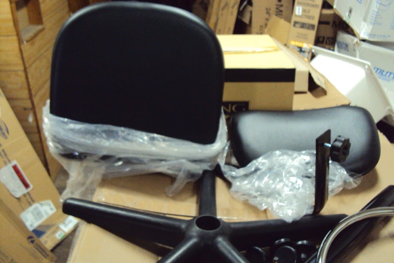 BEVCO 5500-V-BK Task Chair: Black, Vinyl, 300 lb Wt Capacity