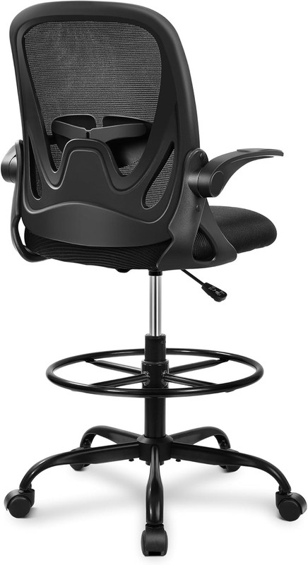 Primy Standing Desk Chair Flip Up Armrests Black