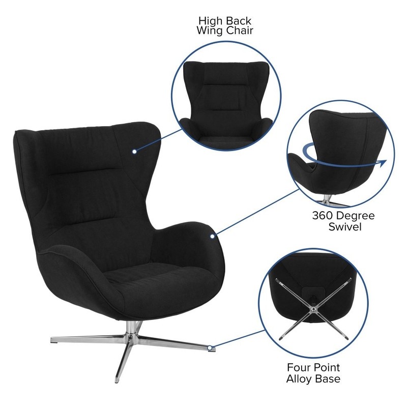 Home and Office Retro Swivel Wing Accent Chair - 35"D x 32.5"W x 40.5"H gallery