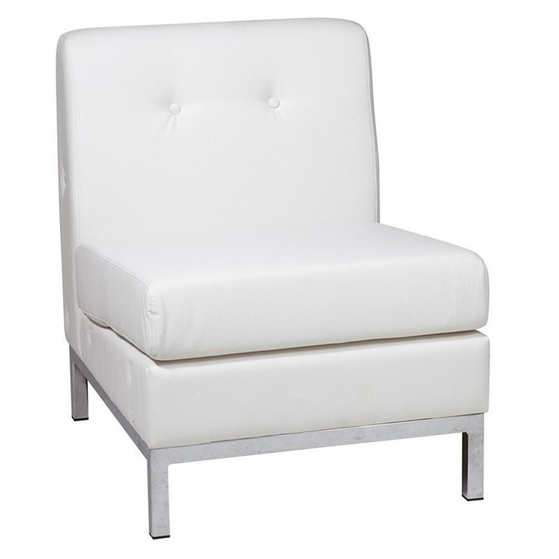 Wall Street Armless Chair White Faux Leather gallery