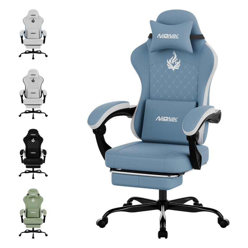 Gaming Chair with Massage Ergonomic PC Gaming Chair Computer Chair with Footrest gallery
